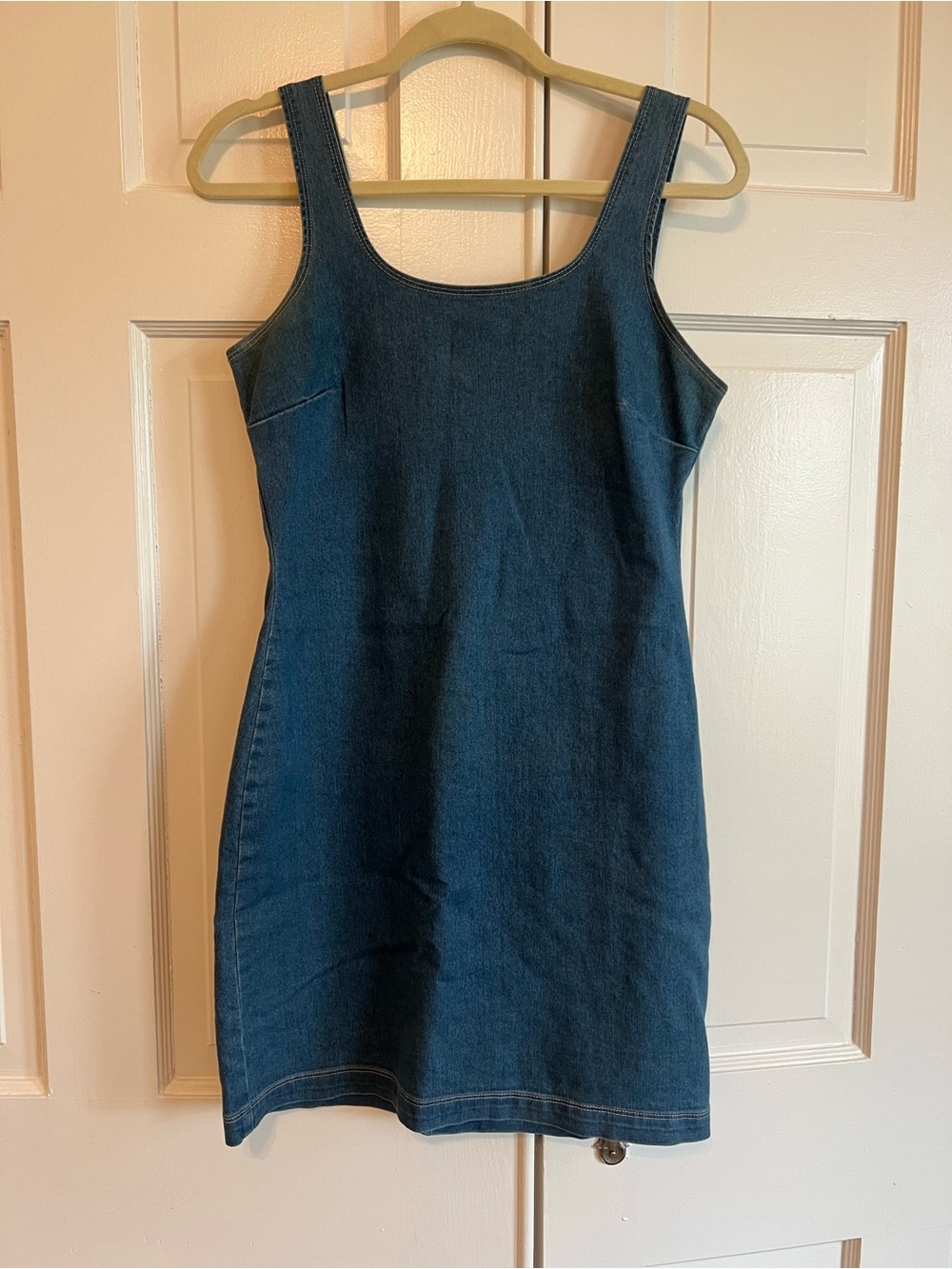 Classic Denim Tank Dress in Dark Blue